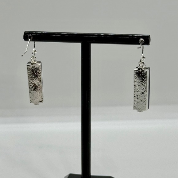 Ear Sense Rectangular Purple Crystal Dangle Earrings Nickel Free Hypoallergenic - Picture 5 of 8